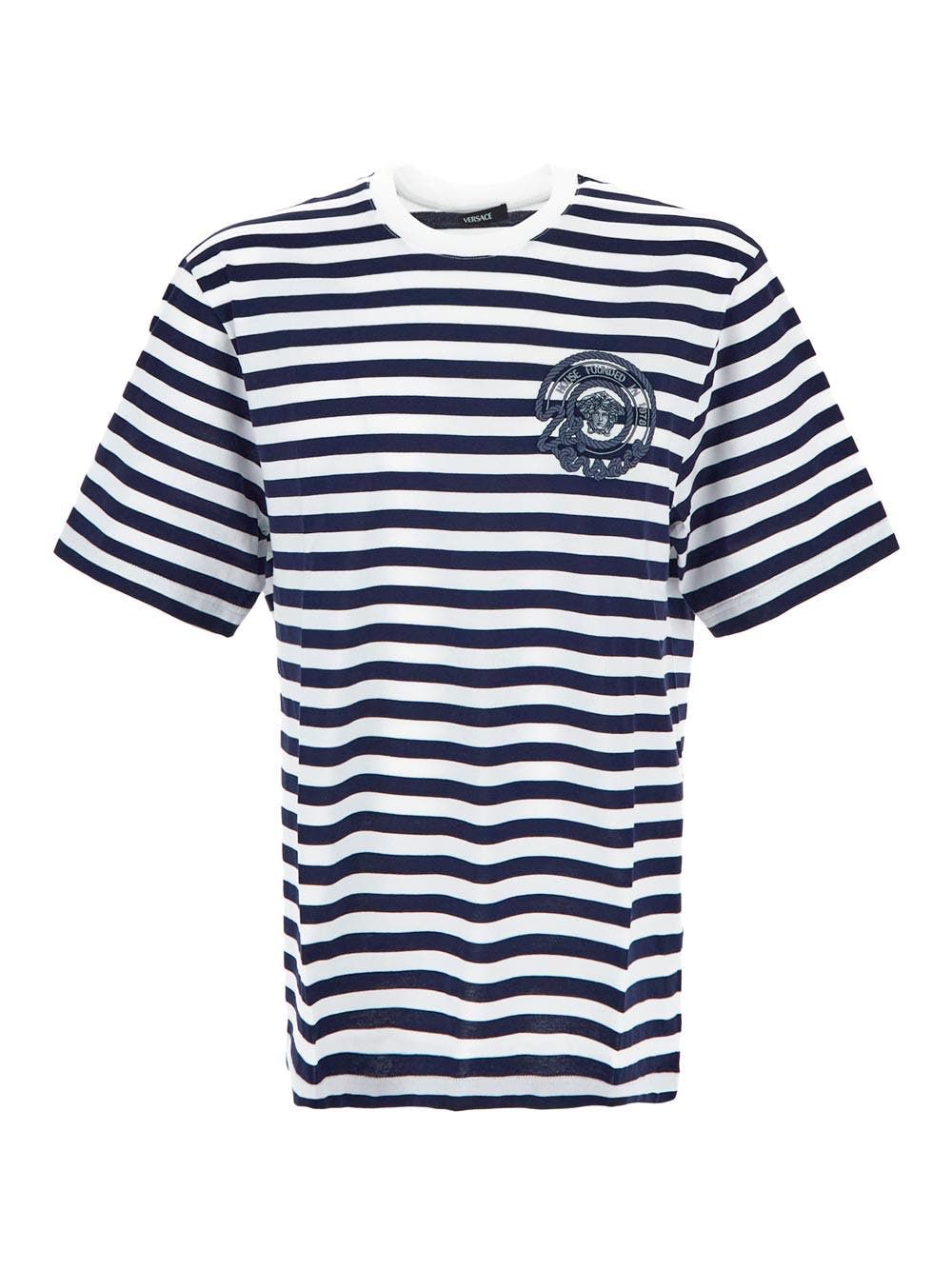 VERSACE Nautical Stripe T-Shirt for Men