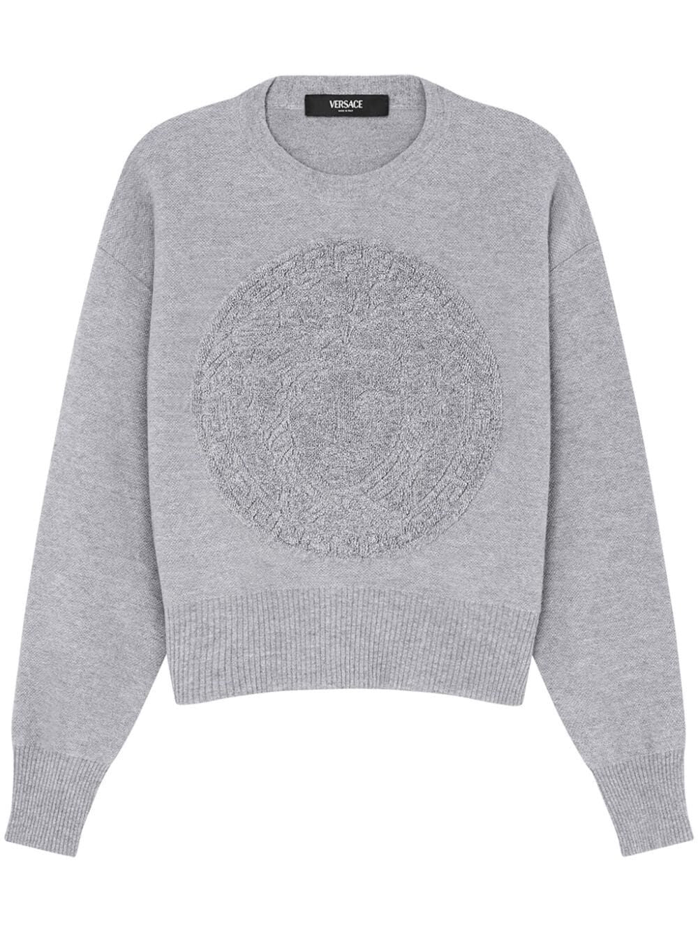 VERSACE Cozy Gray Wool Blend Sweater for Women - FW24 Collection