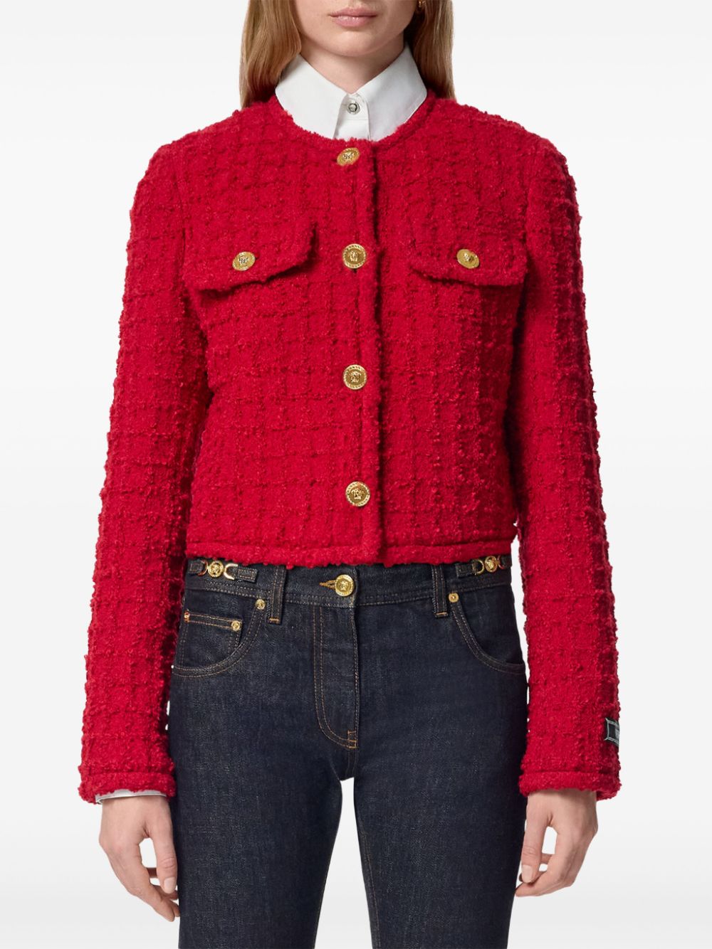 VERSACE Bright Red Tweed Jacket for Women