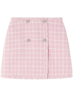 VERSACE Purple Checkered Wool Blend Skirt for Women - SS24 Collection