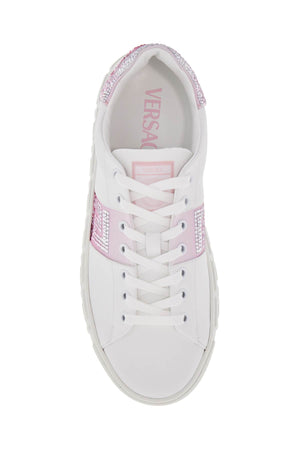 VERSACE Crystal-Studded Eco-Leather Sneakers for Women