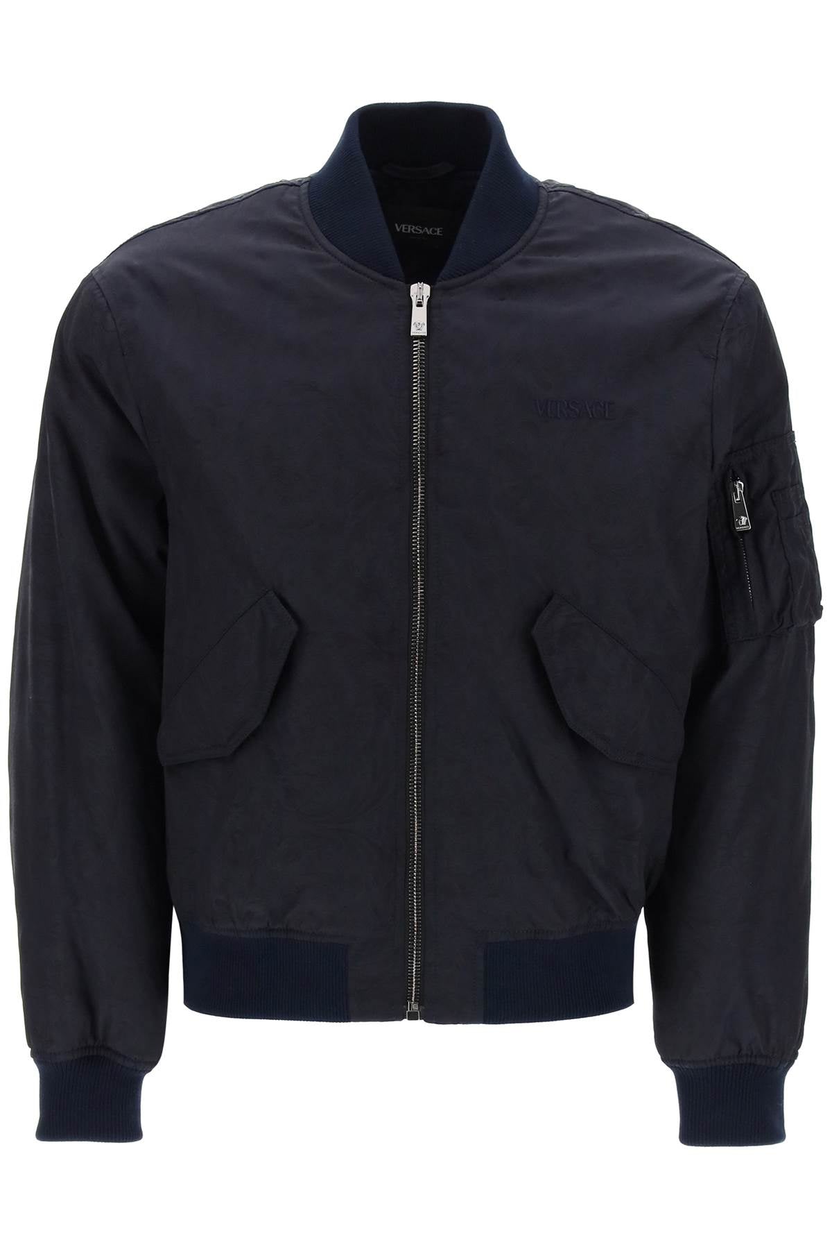 VERSACE Men's Jacquard Baroque Bomber Jacket in Blue for SS24