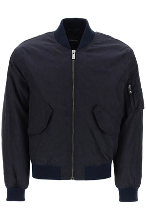 VERSACE Men's Jacquard Baroque Bomber Jacket in Blue for SS24