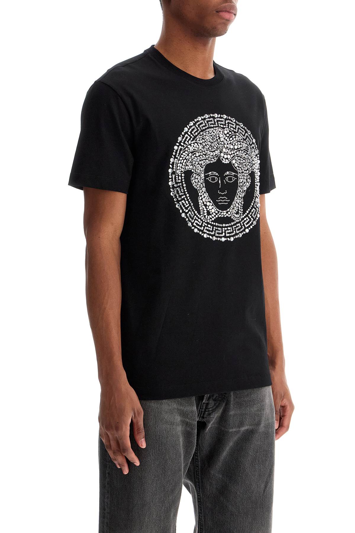 VERSACE Crystal Embellished Medusa Graphic T-Shirt - Slim Fit (M)