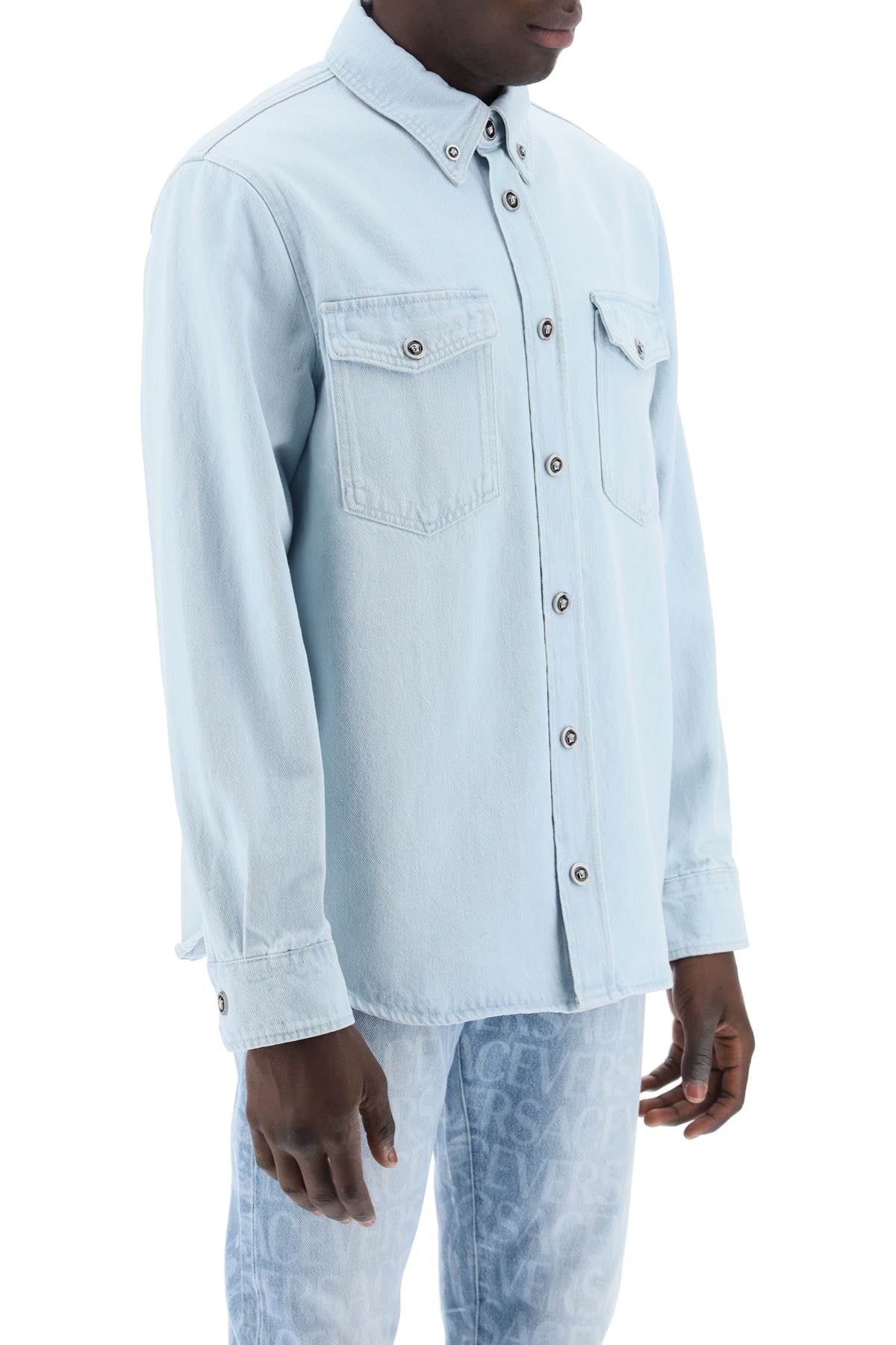 VERSACE Men's Light Blue Denim Shirt - SS24 Collection