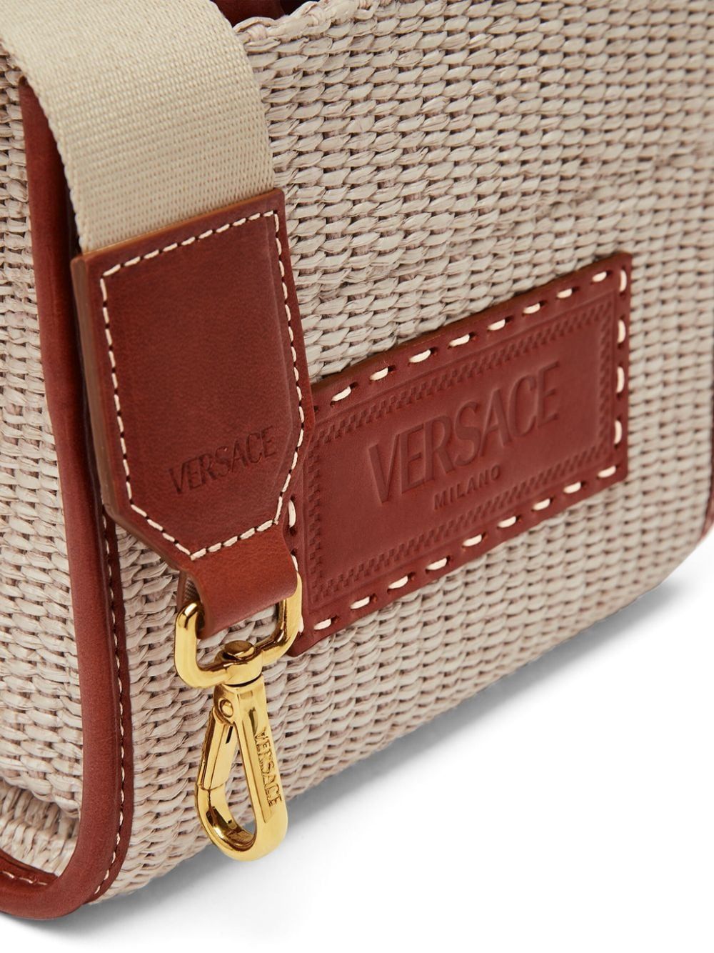 VERSACE Women's Mini Tote Handbag in Beige Cotton-Nylon Blend for Fall/Winter 2024