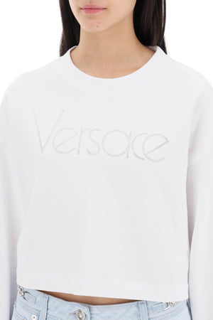 VERSACE 1978 Re-Edition Rhinestone Cropped Sweatshirt for Women