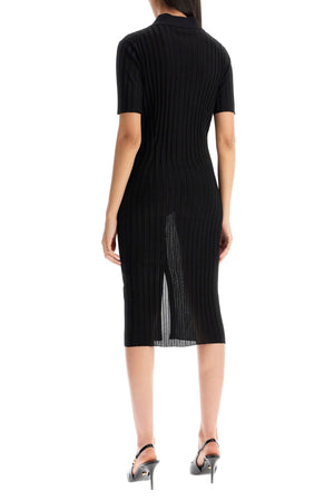 VERSACE Elegant Fitted Midi Dress with Medusa Accents