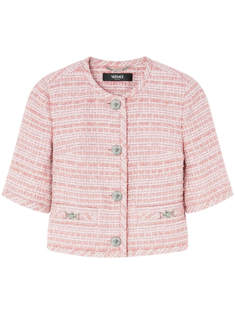 VERSACE Light Pink Tweed Mini Jacket