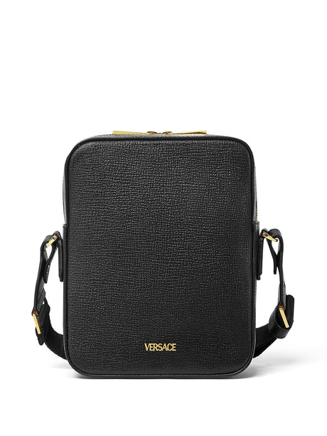 VERSACE Medusa Biggie Textured Leather Shoulder Bag