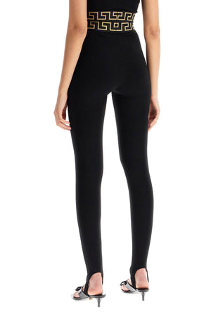 VERSACE High-Waist Stirrup Leggings with Iconic Motif