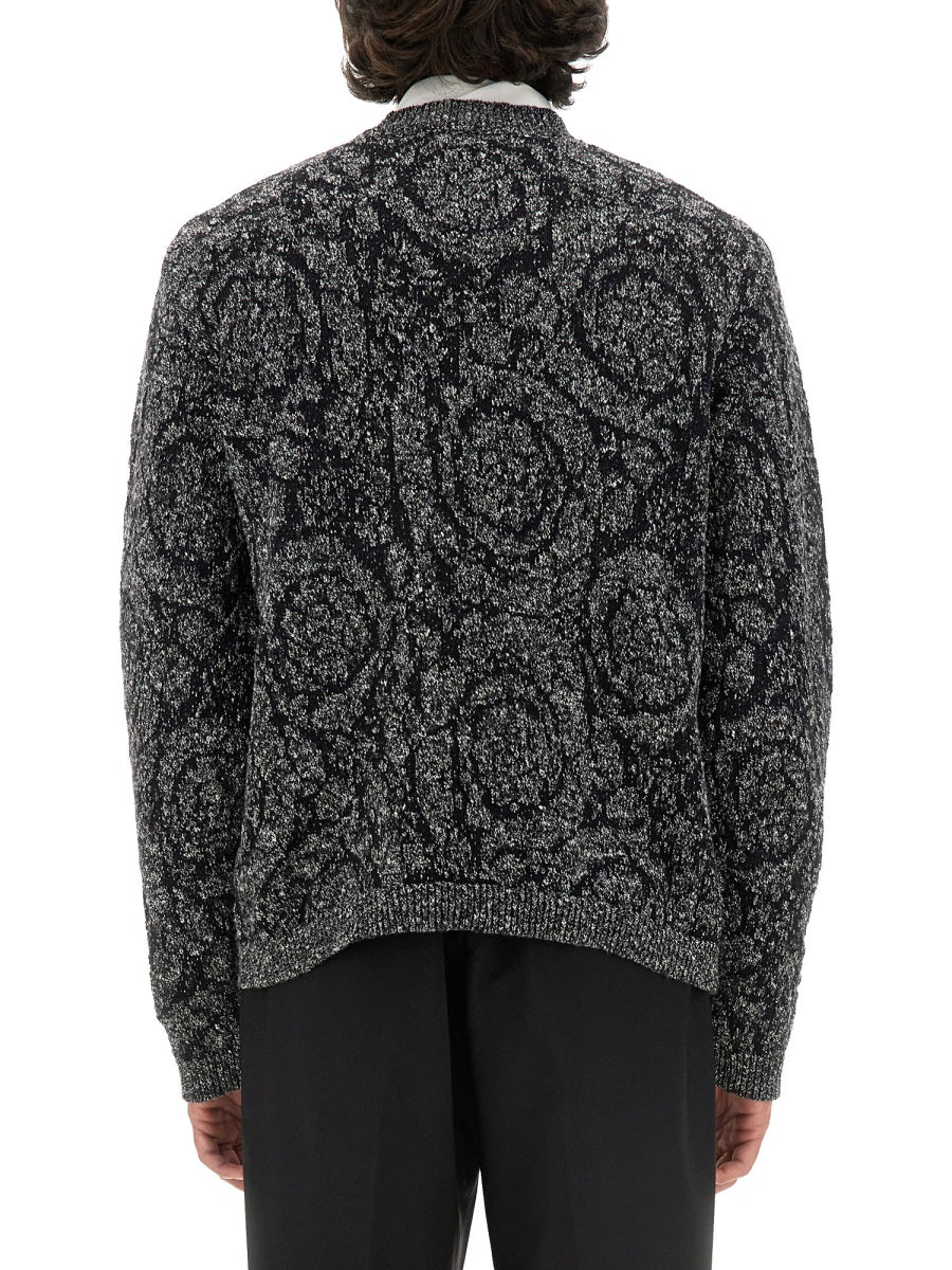 VERSACE Tweed Effect Knit Sweater - Regular Fit Size 50