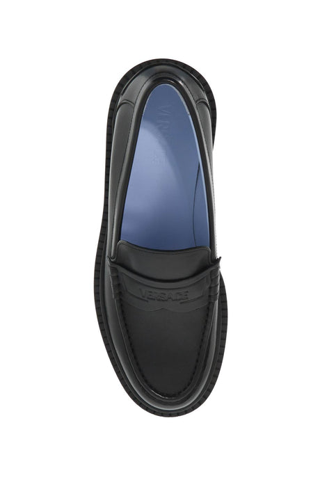 VERSACE SMOOTH LEATHER ADRIANO LOAFERS IN