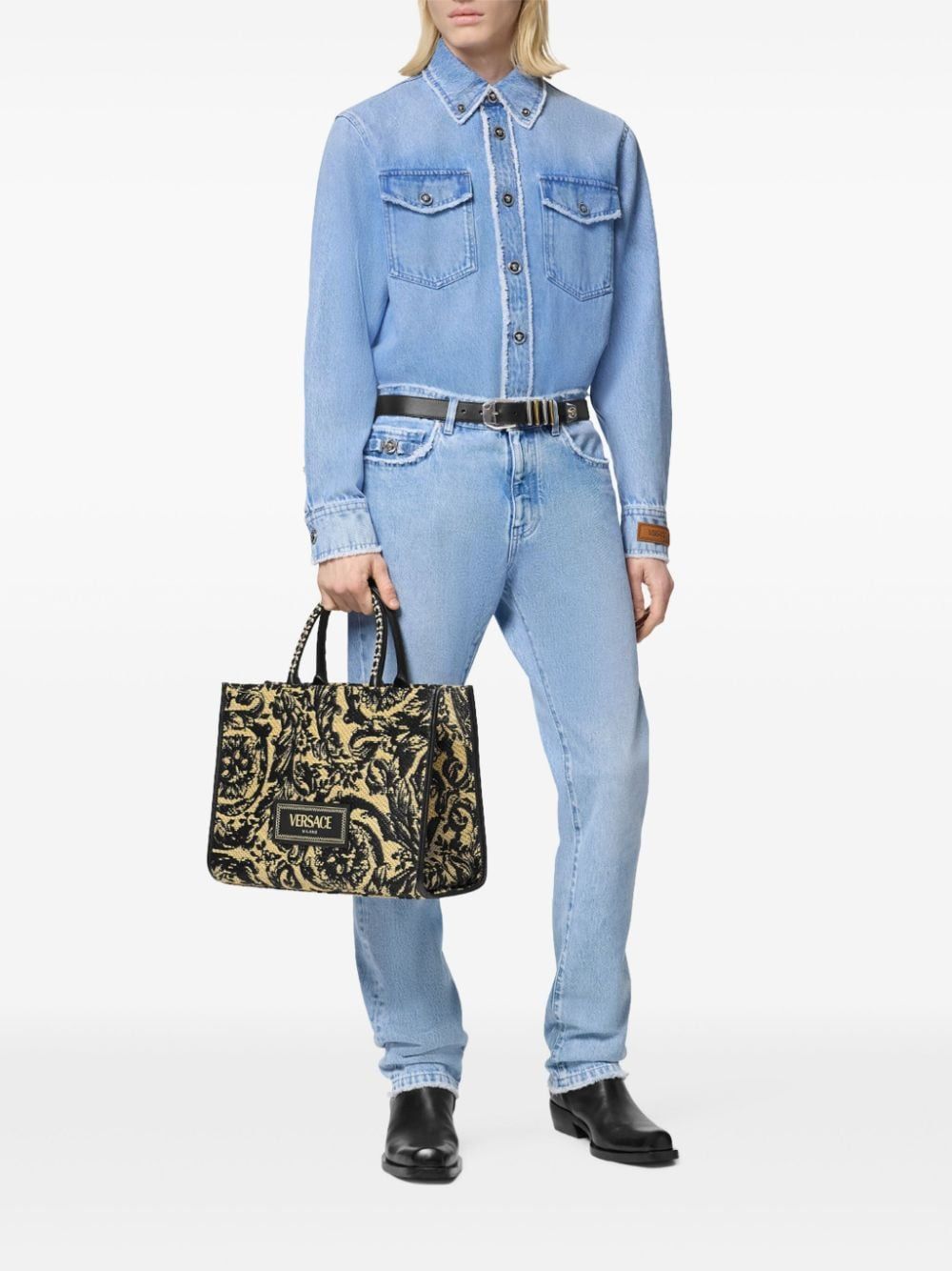 VERSACE Contemporary Light Blue Denim Shirt