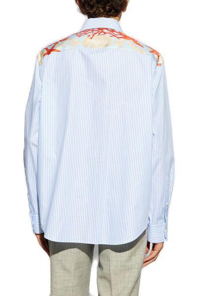 VERSACE Elegant Striped Vacation Shirt