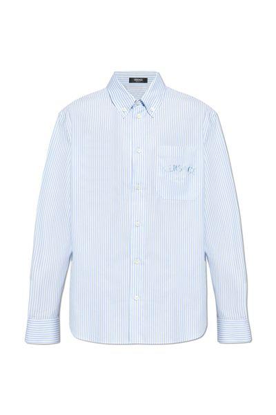 VERSACE Elegant Striped Vacation Shirt