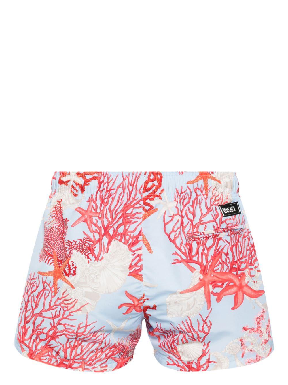 VERSACE Coral All Over Print Swim Shorts for Men