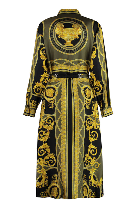 VERSACE Elegant Printed Shirtdress with Side Slits