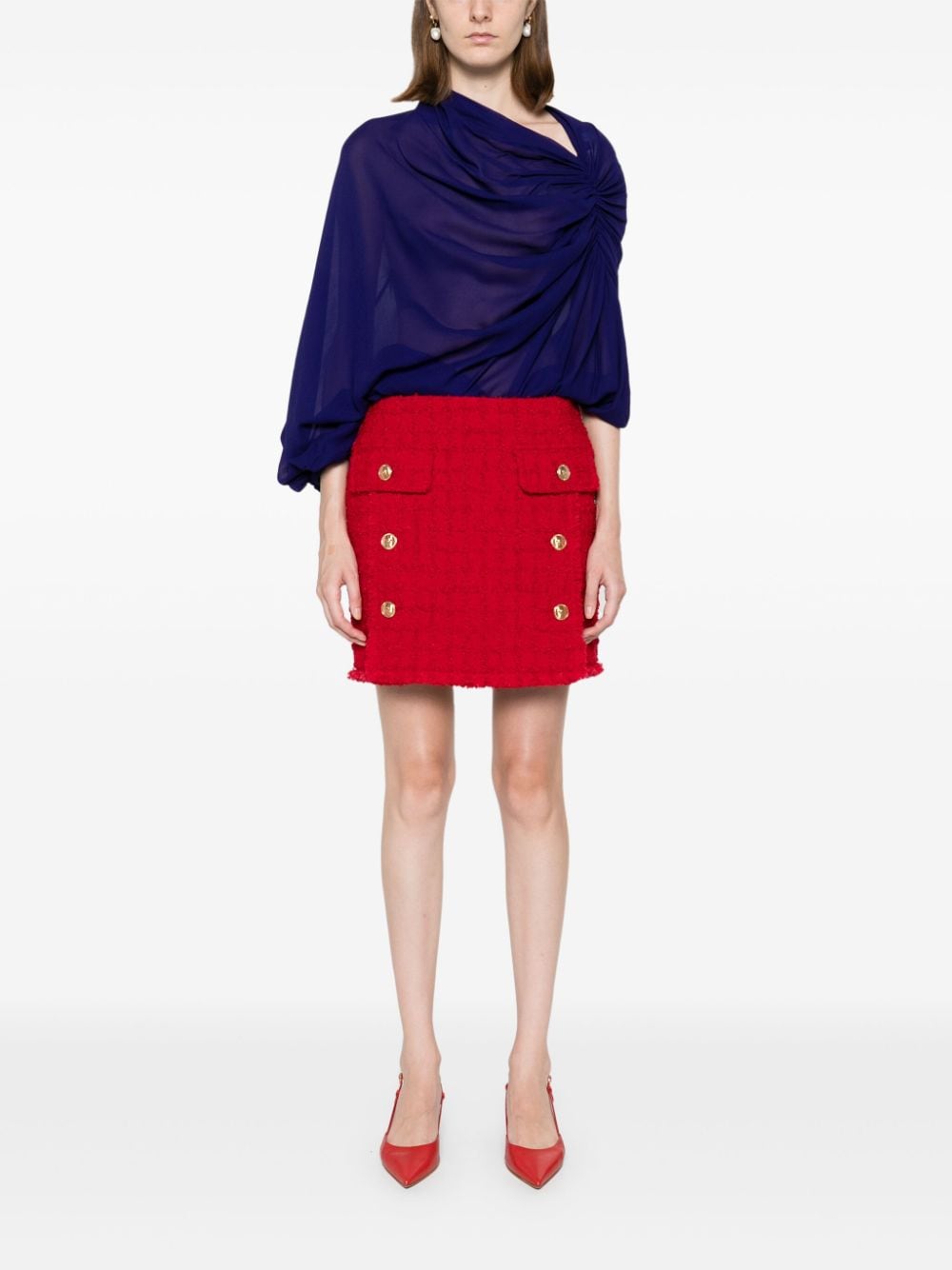 VERSACE Thigh-Length Heritage Tweed Mini Skirt