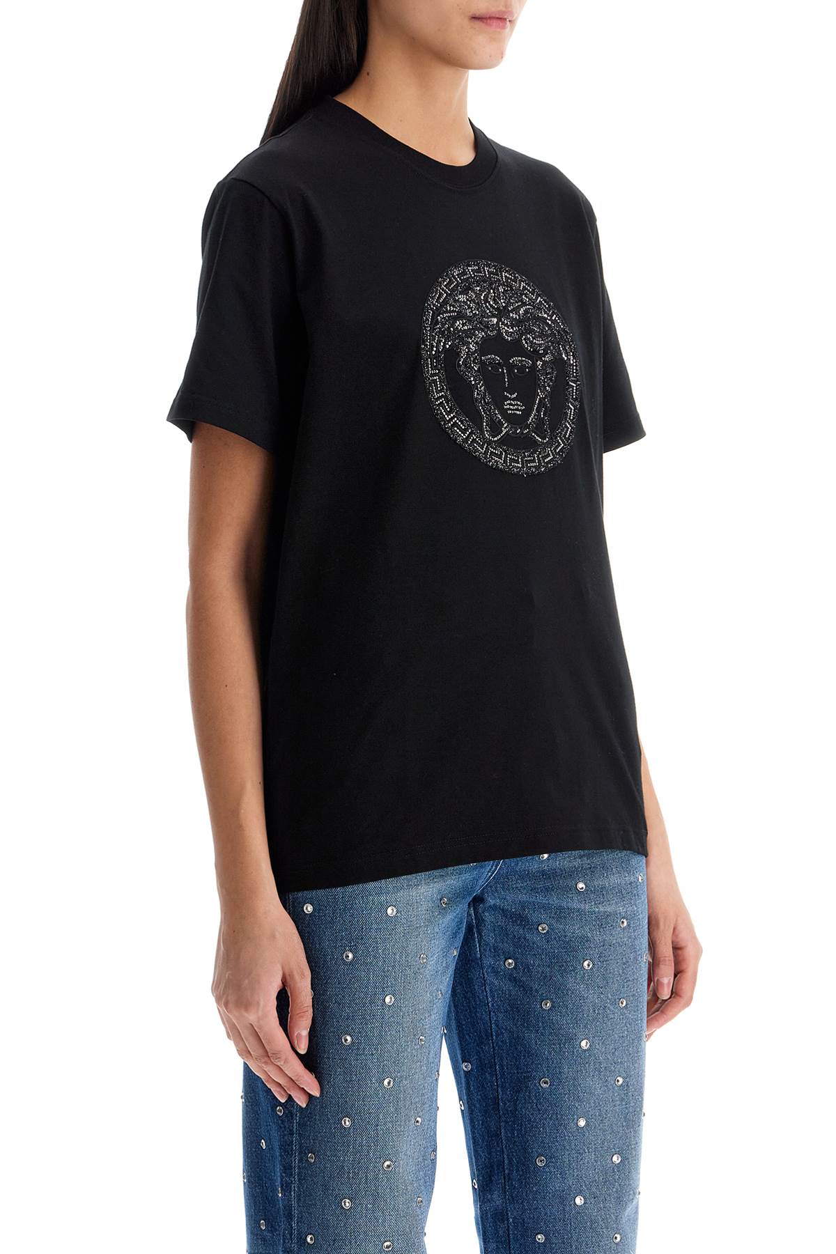 VERSACE Embroidered Medusa Relaxed Fit T-Shirt - Size 38