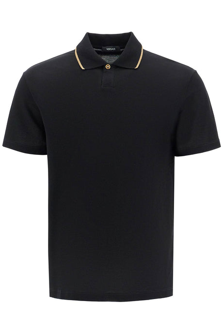 VERSACE Cotton Piqué Polo Shirt - Regular Fit, Size M