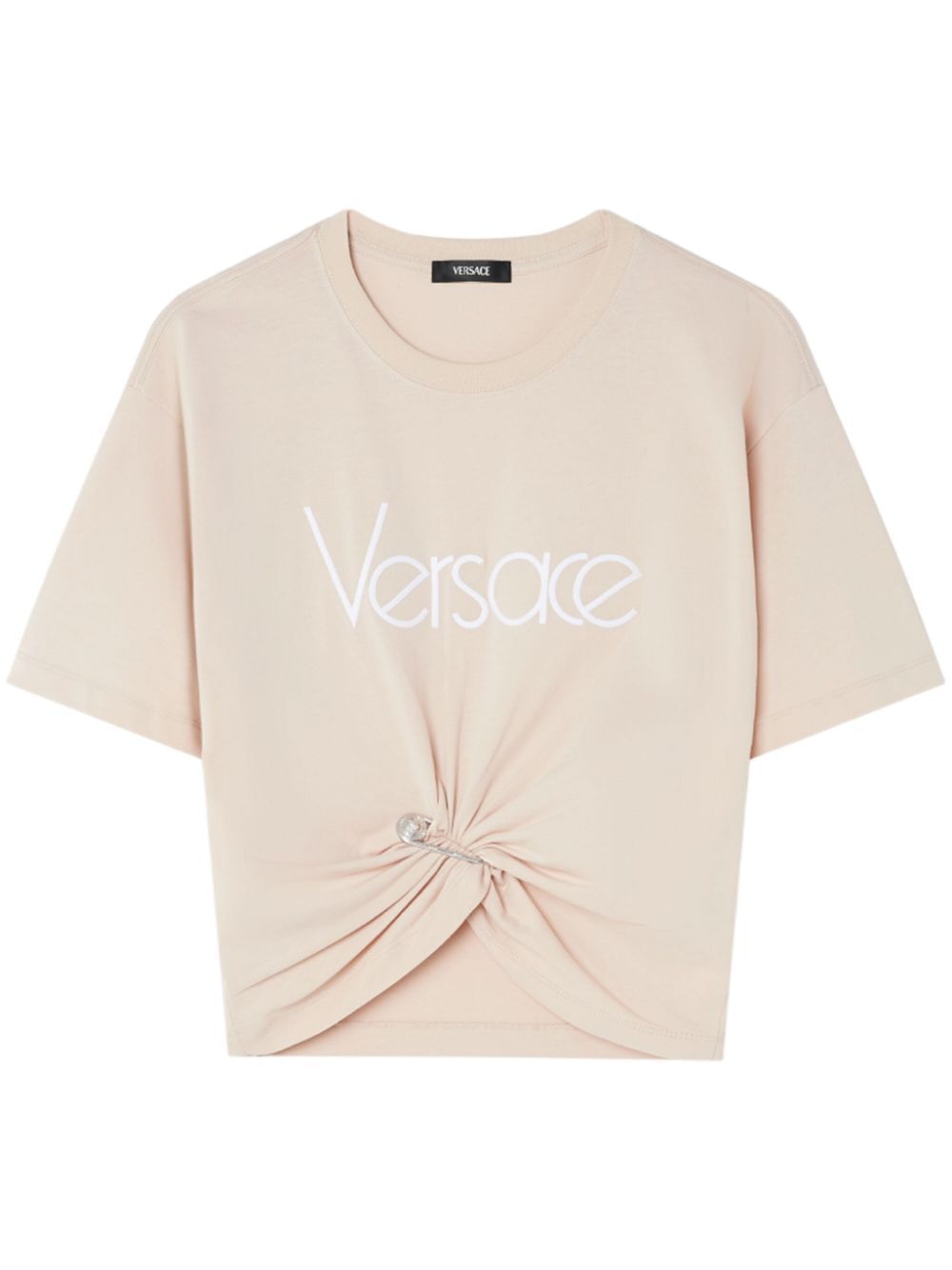 VERSACE Chic Safety Pin Cropped T-Shirt