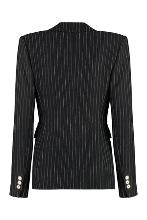 PINKO Elegant Single-Breasted Jacket for Women - Pin-striped, Peak Lapel Collar, Padded Shoulders - FW23