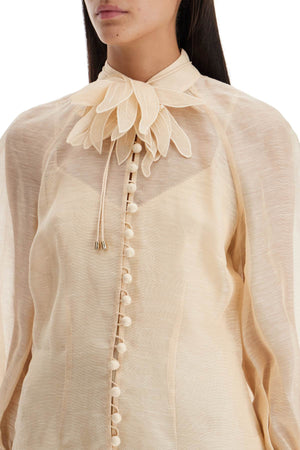 ZIMMERMANN Floral Appliqué Blouse with Fitted Silhouette and Removable Camisole - Size 0