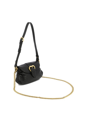 PINKO "Mini Jolene" Women's Black Leather Shoulder Bag, SS24