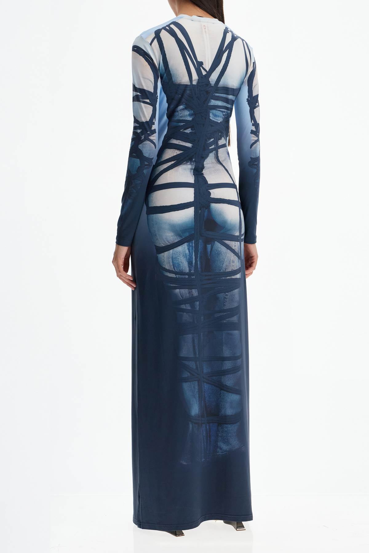 Y/PROJECT Long Bondage Print Dress - Fitted Silhouette