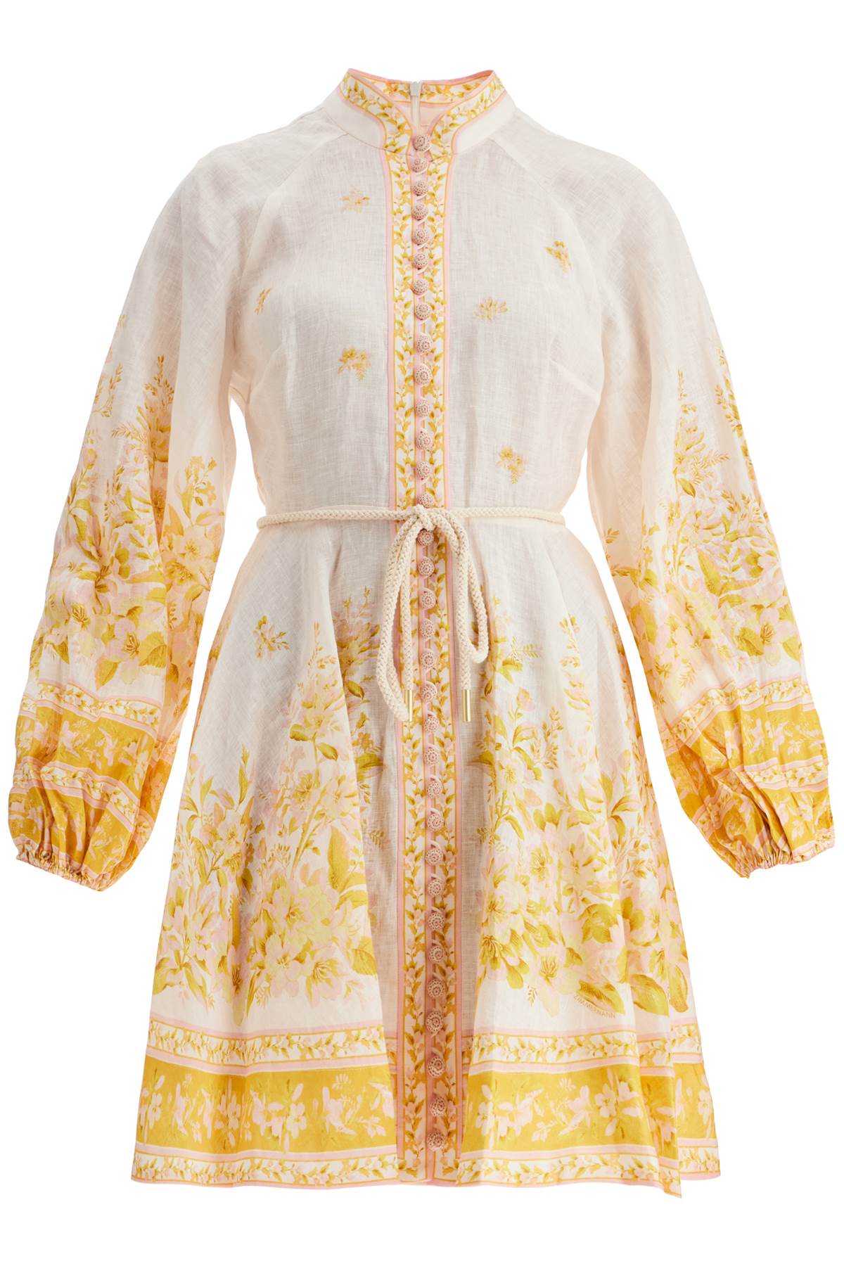 ZIMMERMANN Elegant Floral Linen Mini Dress