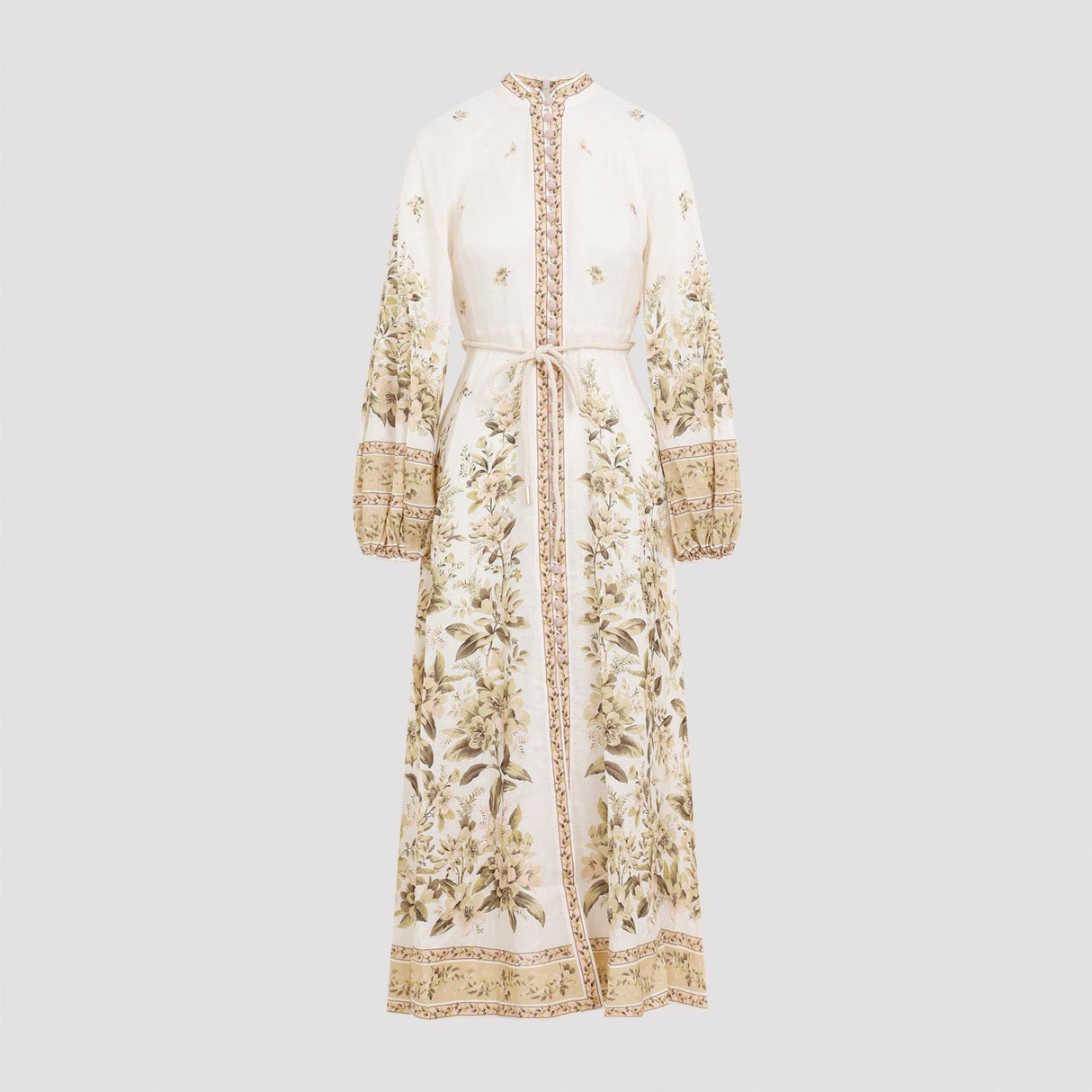 ZIMMERMANN Golden Buttoned Linen Midi Dress