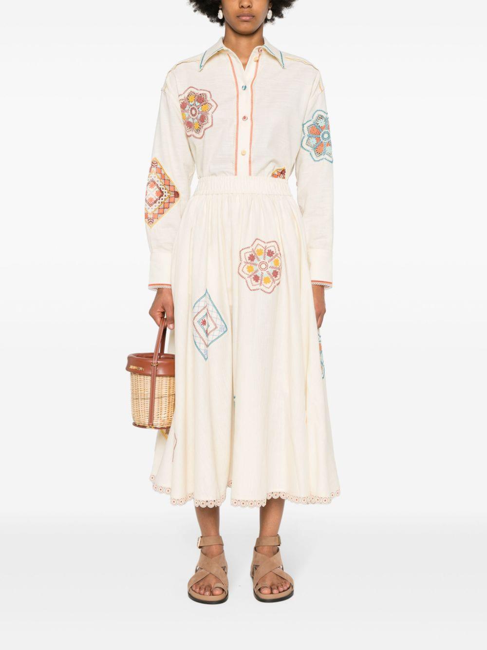 ZIMMERMANN Elegant Cotton Lace Doily Shirt