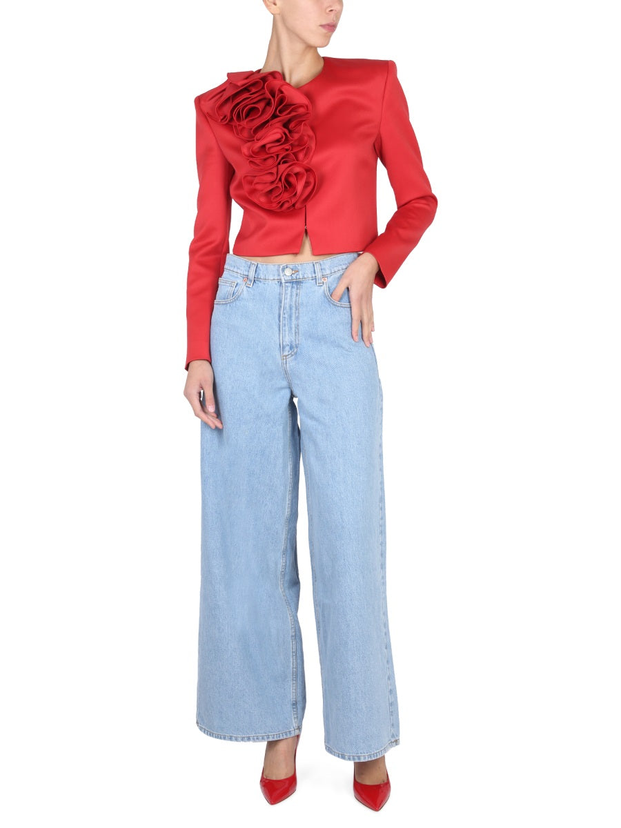 MAGDA BUTRYM Wide Leg Women's Jeans with Button Closure