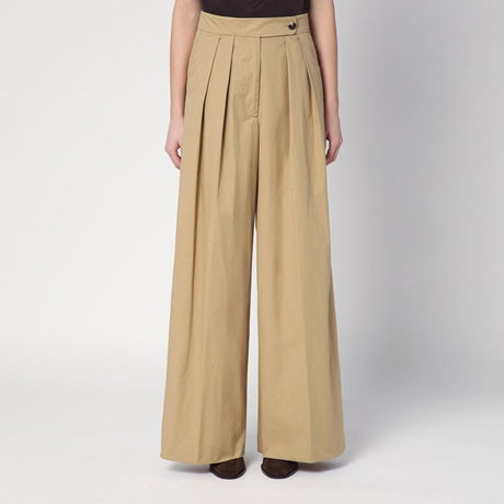 DRIES VAN NOTEN Wide Pleated Pants in Twill Cotton for Women - SS25