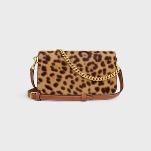 CELINE Leopard Print Mini Pouch in Luxurious Calfskin