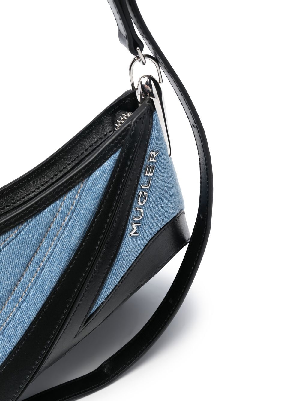 MUGLER Spiral Curve 01 Denim Crossbody Handbag for Women - FW23 Collection