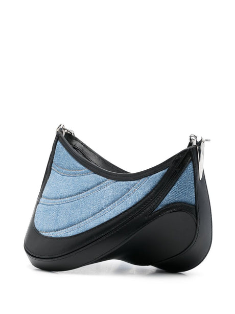 MUGLER Spiral Curve Denim Shoulder Handbag for Women