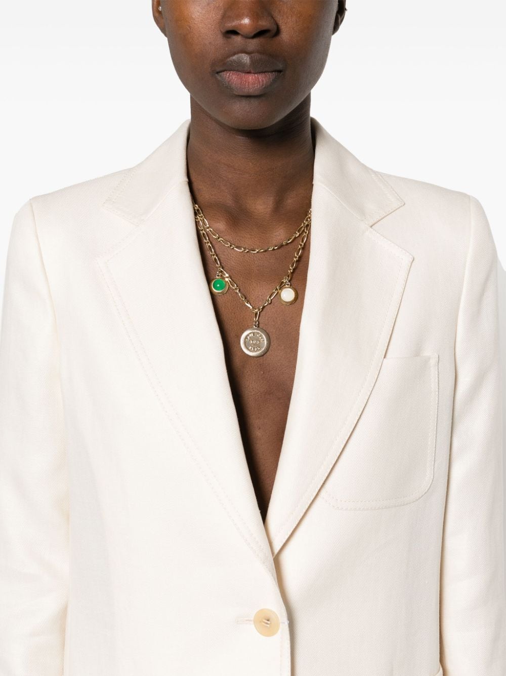 Áo khoác Blazer lanh trắng một hàng khuy dành cho nữ - Bộ sưu tập SS24