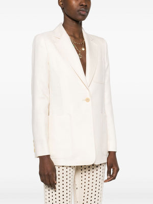 Áo khoác Blazer lanh trắng một hàng khuy dành cho nữ - Bộ sưu tập SS24