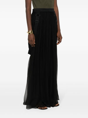 MAX MARA Black Silk Chiffon Long Skirt for Women