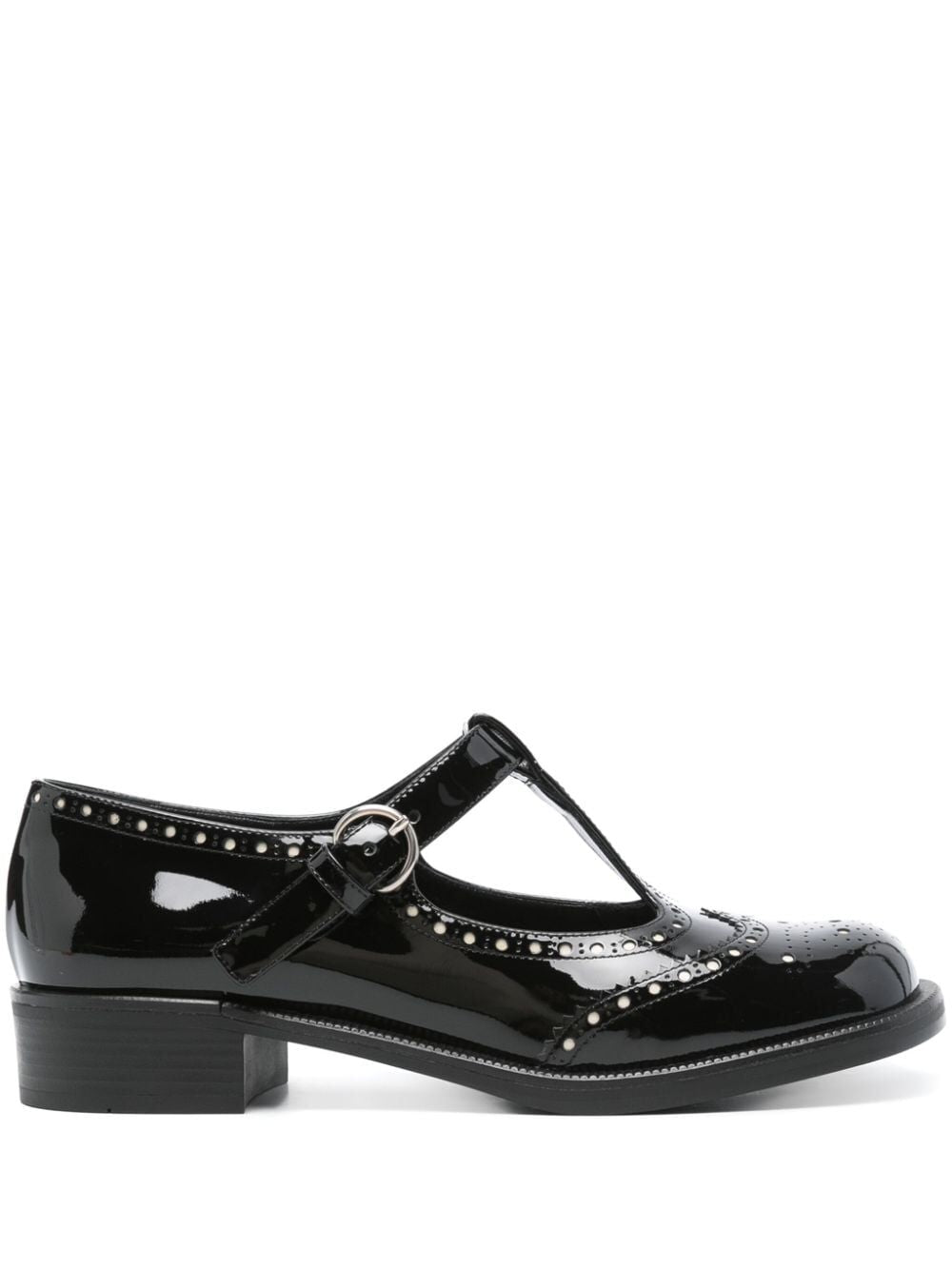 MIUMIU Men's Patent Leather Brogue Shoes with Strap - 3 cm Heel