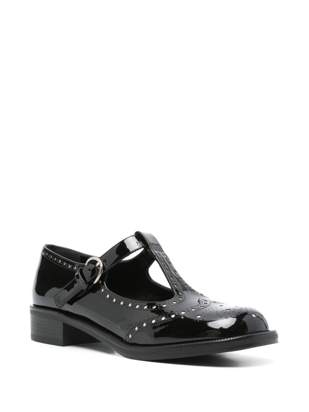 MIUMIU Men's Patent Leather Brogue Shoes with Strap - 3 cm Heel