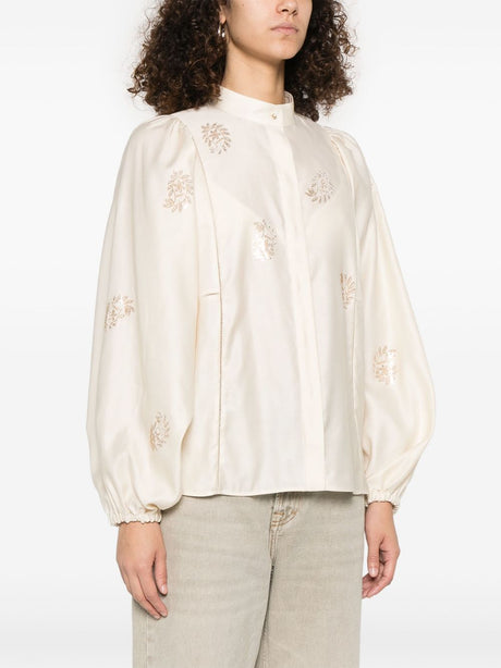 MAX MARA Cotton Shirt with Crystal Embellishment