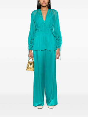 MAX MARA PIANOFORTE Wide-Leg Silk Trousers