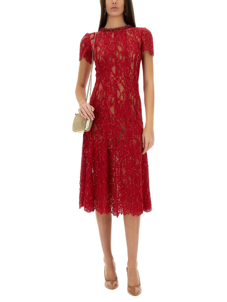 SELF-PORTRAIT Lace Midi Dress with Sequins - Size 6 UK