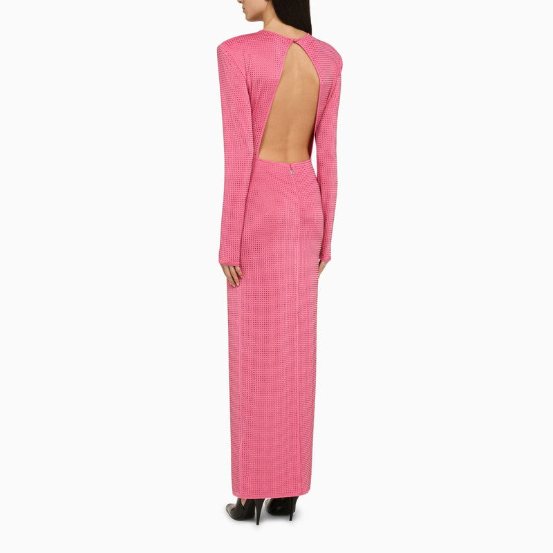 ROTATE BIRGERCHRISTENSEN Pink Dress with Maxi Shoulders - SS24