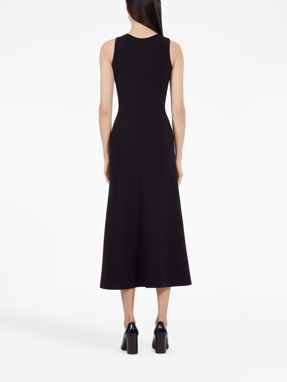 FERRAGAMO Black Sleeveless Flared Midi Dress for Women