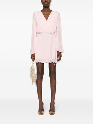 MAX MARA PIANOFORTE Blush Pink Plissé V-Neck Mini Dress for Women from the SS24 Collection