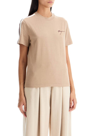 FERRAGAMO Striped Signature Cotton T-Shirt